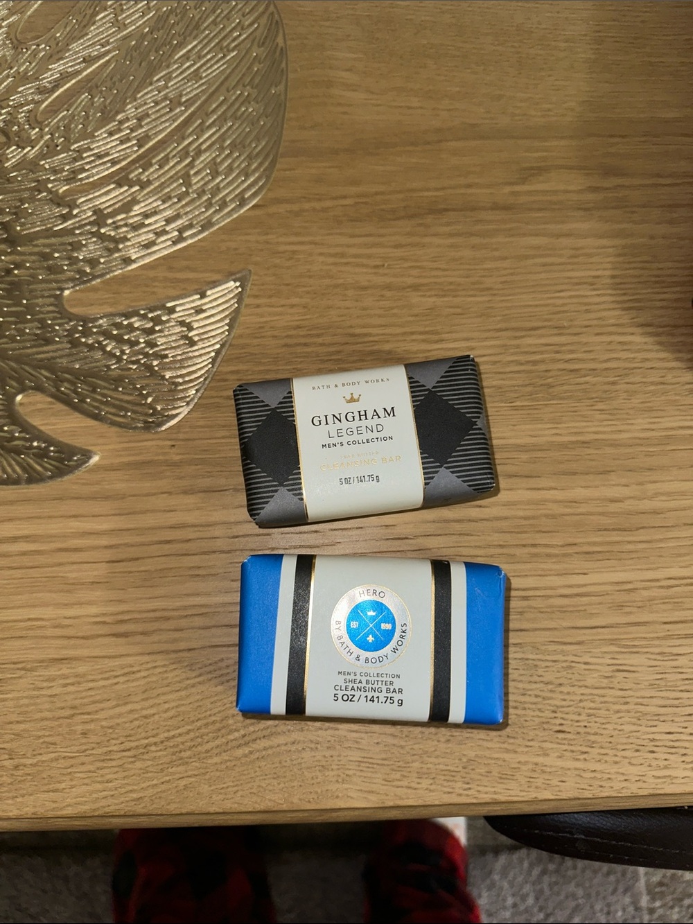 Bath & Body Works Men’s Gingham Legend (Black/Gray) & Hero (Blue) Soap Bars
